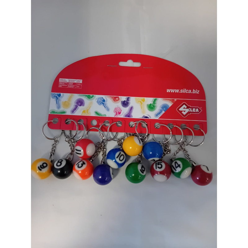 PORTE-CLES BOULE DE BILLARD ASS.12 PZ